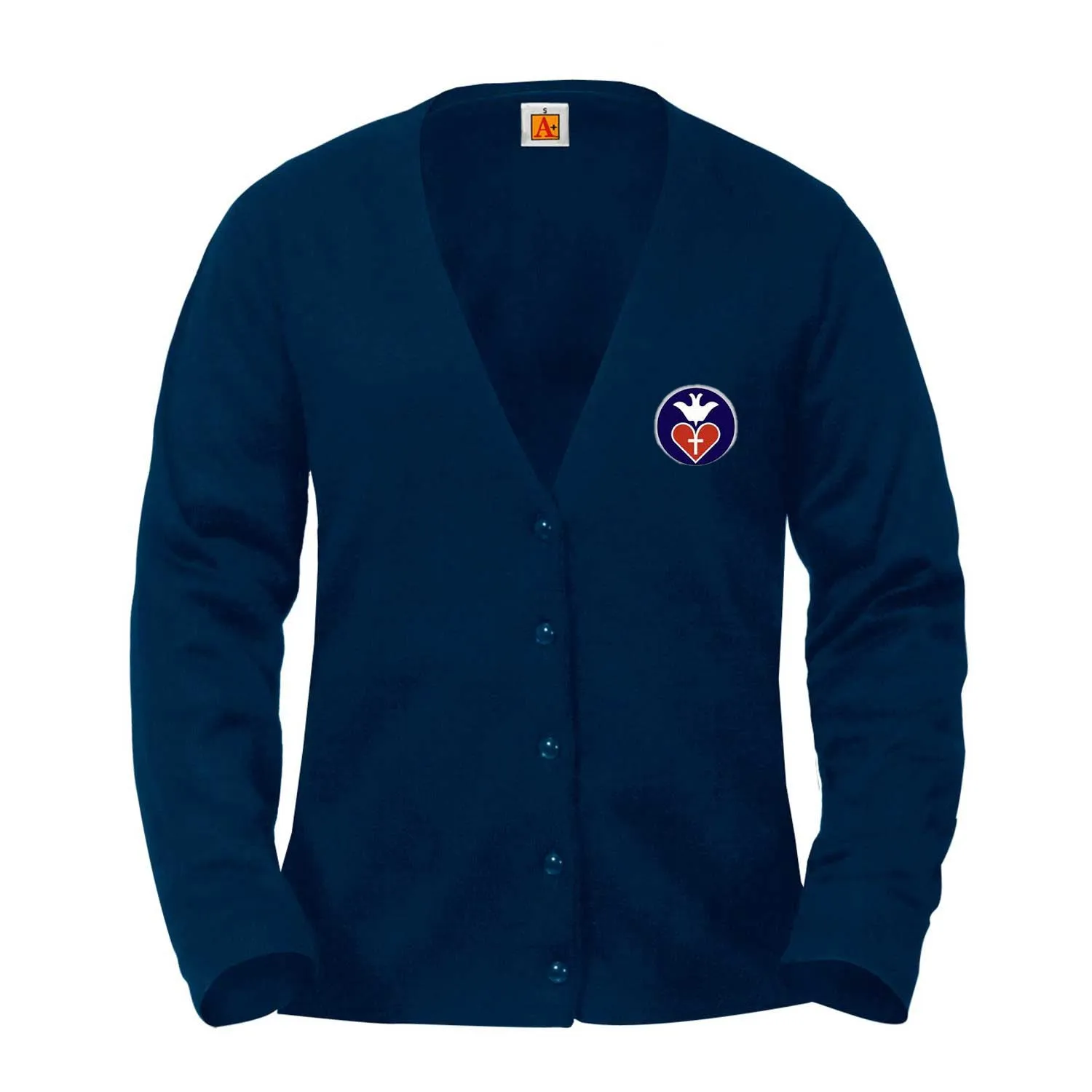 Youth V-Neck Cardigan With St. Vincent De Paul Logo